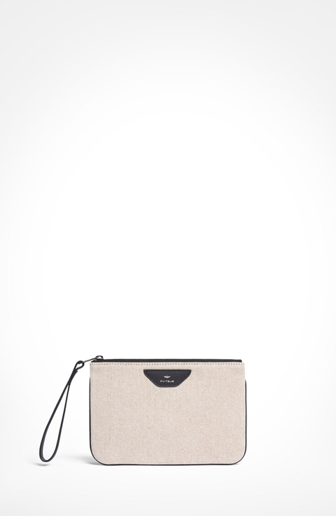 Canvas Leather Trim Travel Pouch