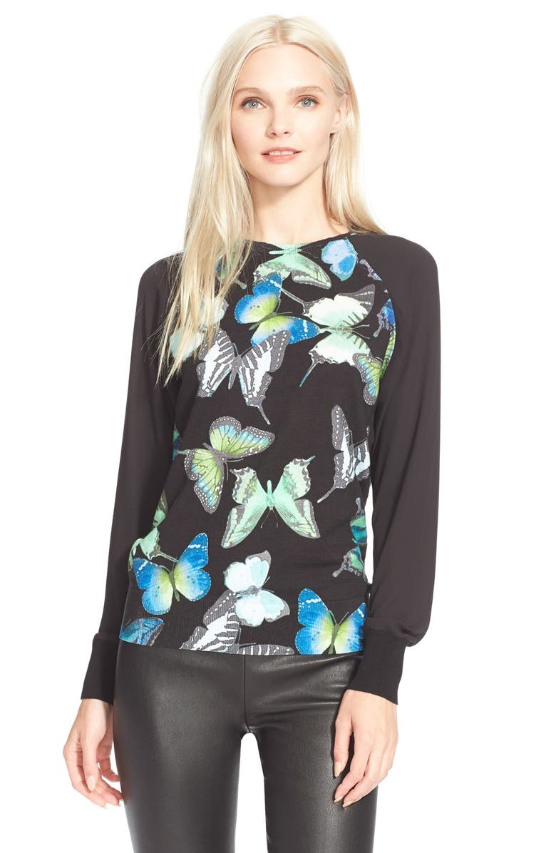 Ted Baker London 'Kierra' Butterfly Print Raglan Top, Main, color,