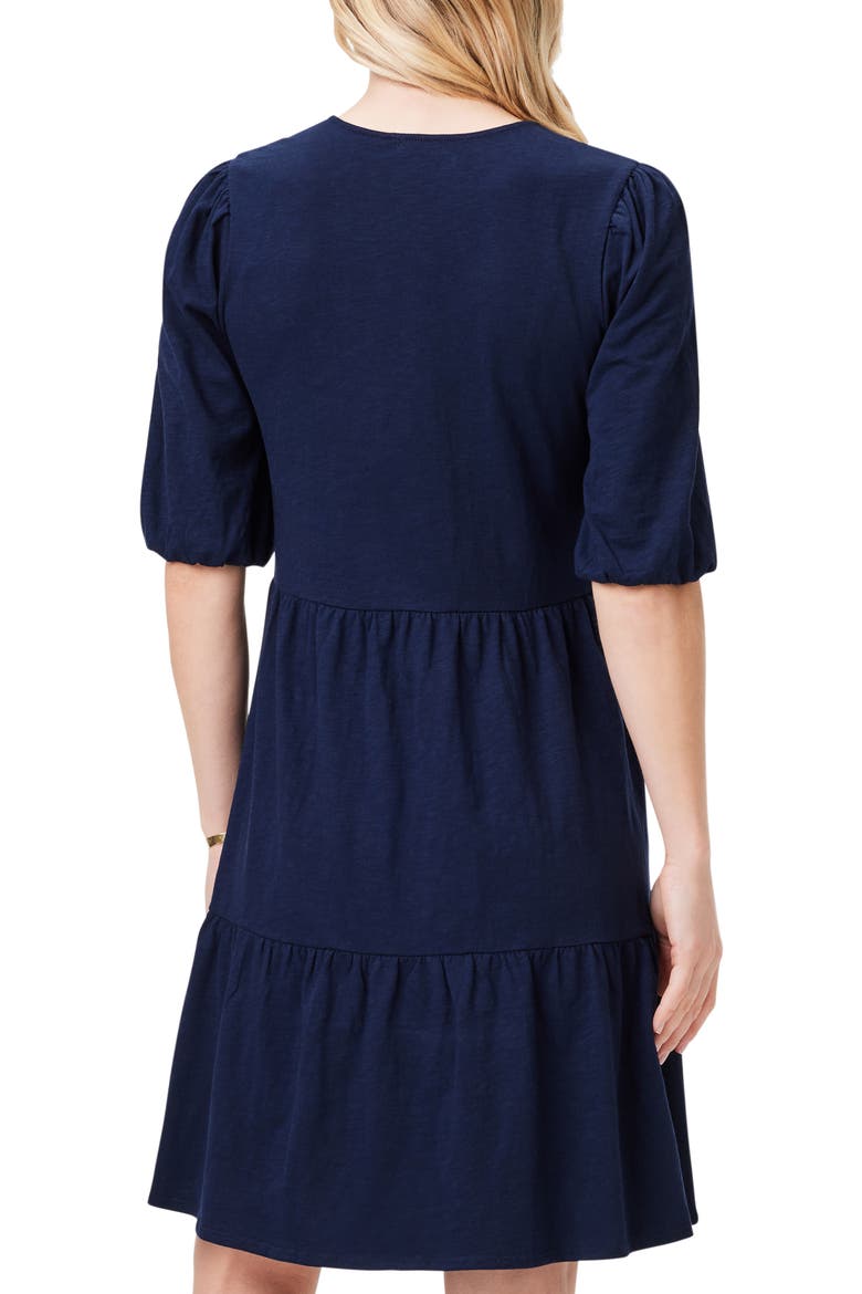 Elbow Sleeve Tiered Dress, Alternate, color, DARK INDIGO