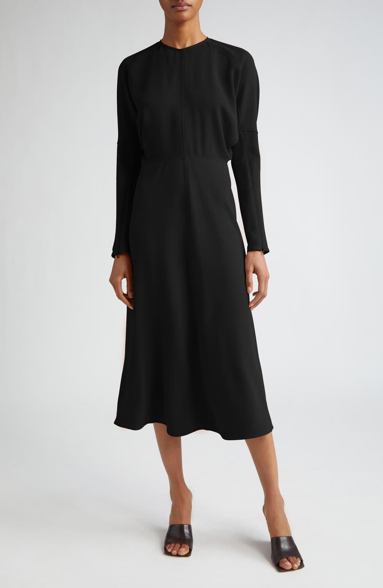 Victoria Beckham Dolman Long Sleeve Cady Midi Dress, Main, color, 