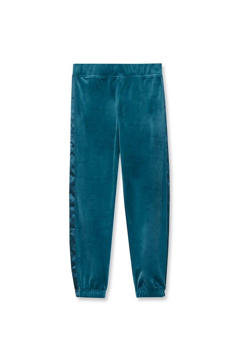 Girls Velour Sparkle Jogger Sweatpants, Alternate, color, Harbor Blue