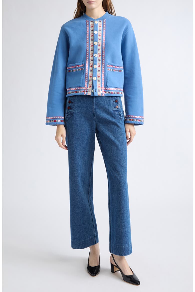 Ribbon Cotton Cardigan, Alternate, color, BLUE