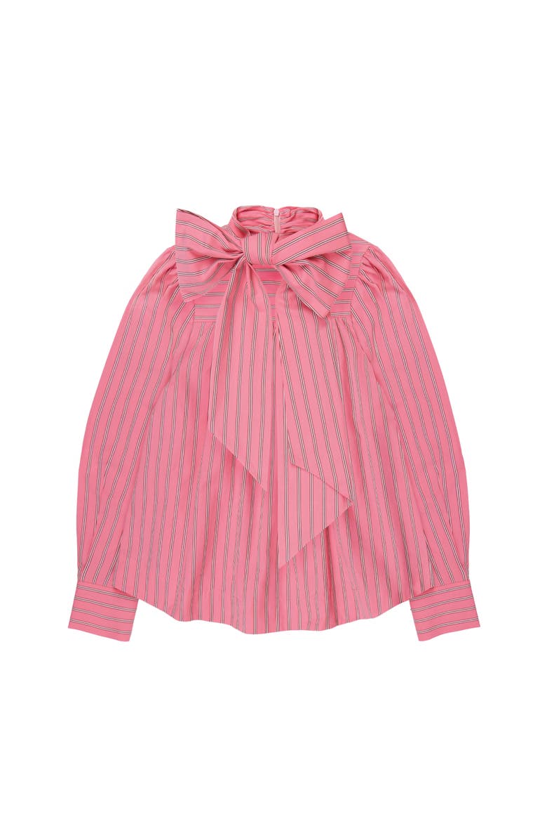 Ro&Zo Striped Long Sleeve Bow Detail Blouse, Alternate, color, Pink