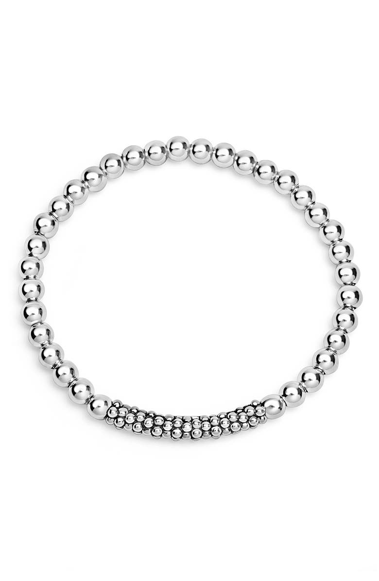LAGOS Caviar Beaded Stretch Bracelet, Alternate, color, Silver