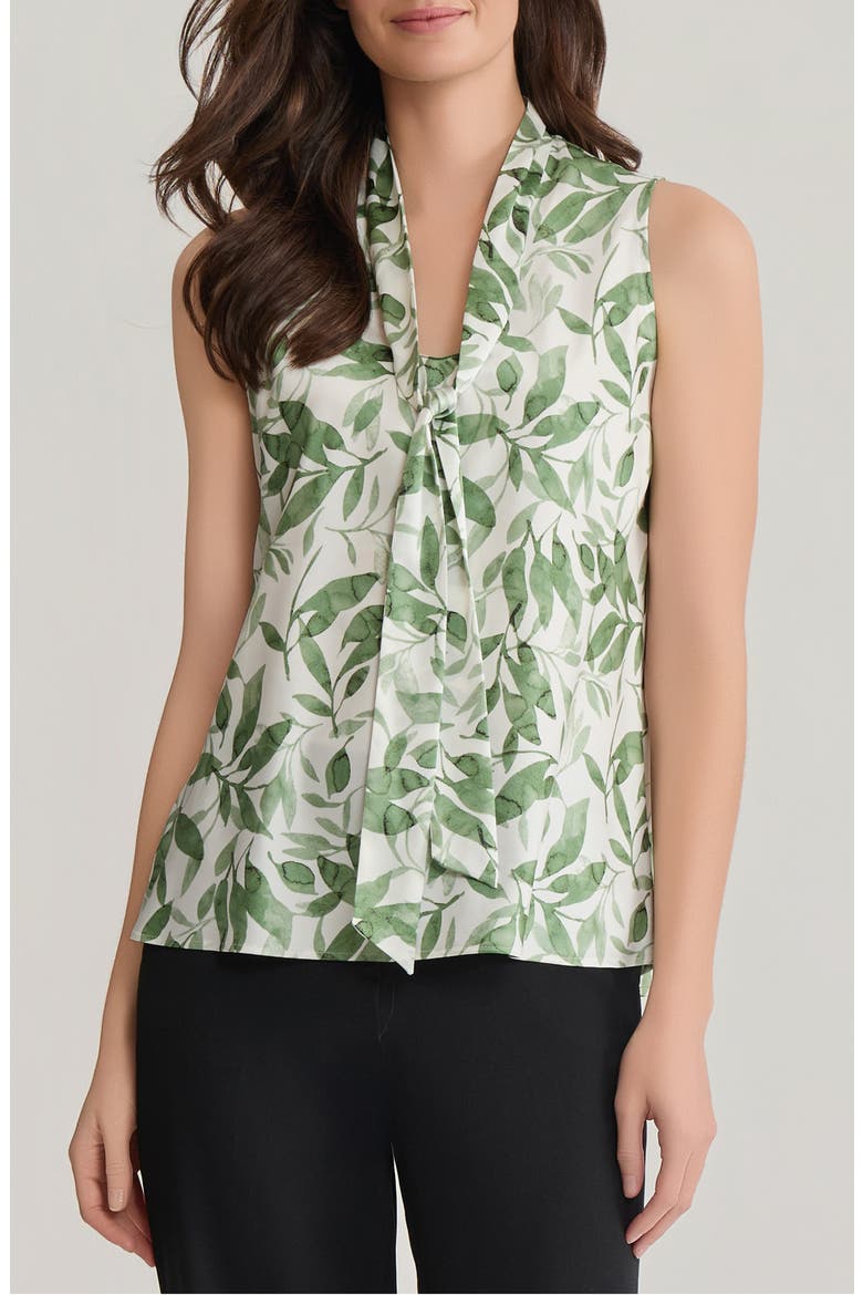 Tie Neck Sleeveless Bias Cut Satin Top, Main, color, LODEN DUSK MULTI