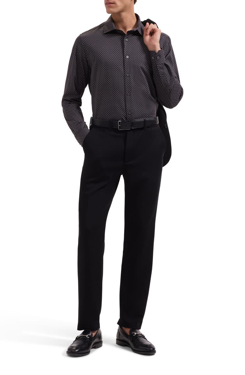 Bugatchi James OoohCotton<sup>®</sup> Geometric Print Button-Up Shirt, Alternate, color, Black