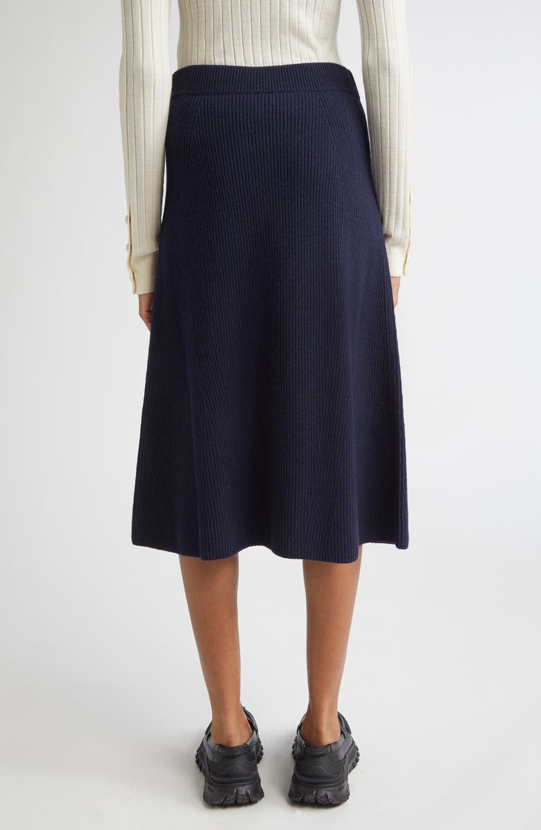 Moncler Virgin Wool & Cashmere Midi Sweater Skirt, Alternate, color, Deep Navy