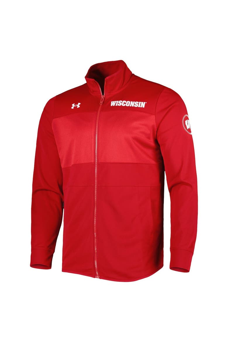 Men's Under Armour Red Wisconsin Badgers Knit Warm-Up Full-Zip Jacket, Alternate, color, Red