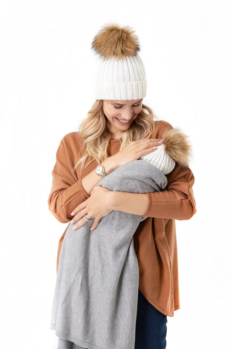 Mom n Me Beanie Set, Alternate, color, Ecru