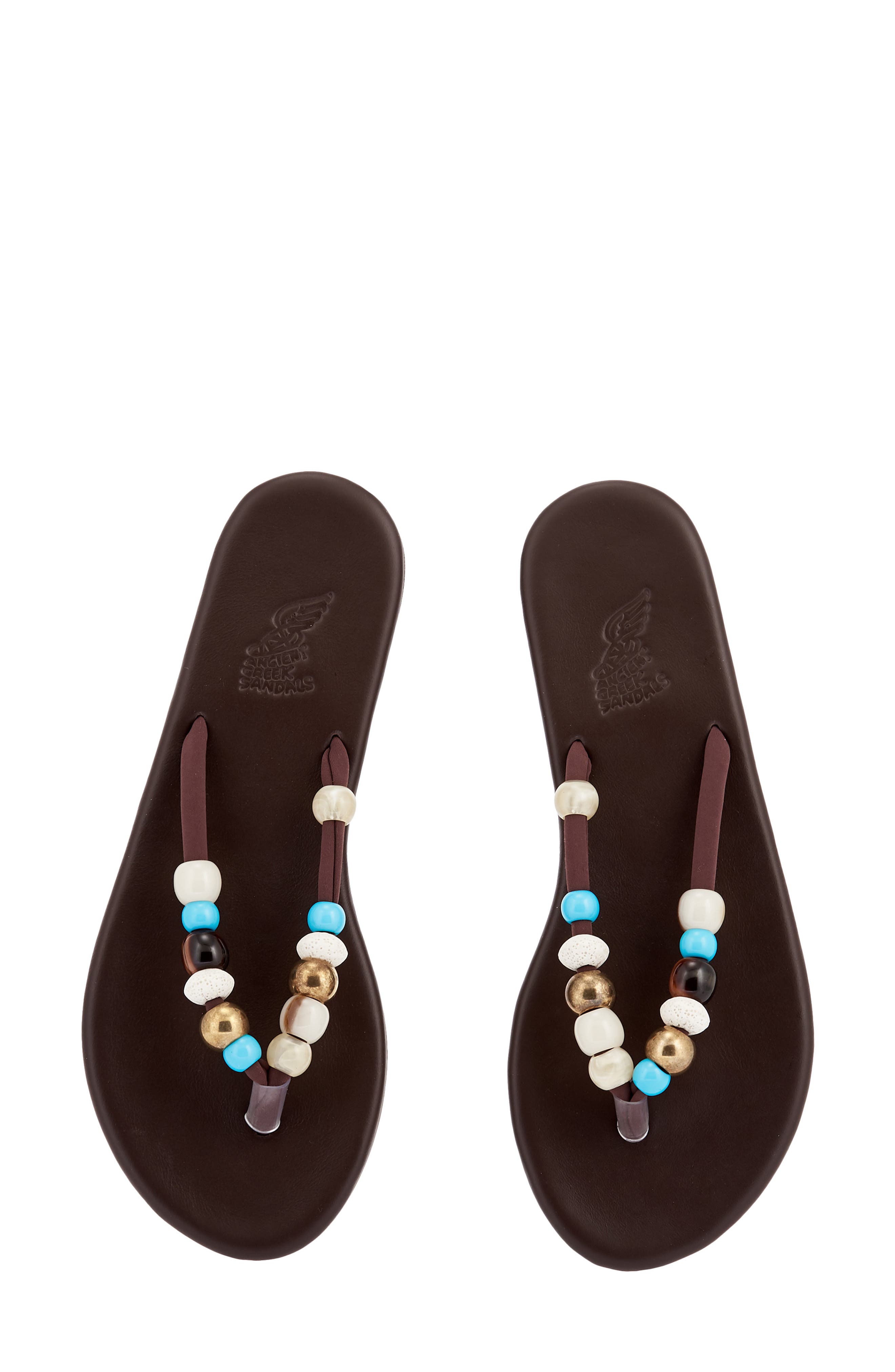 Saionara Beaded Flip Flop, Alternate, color, BROWN