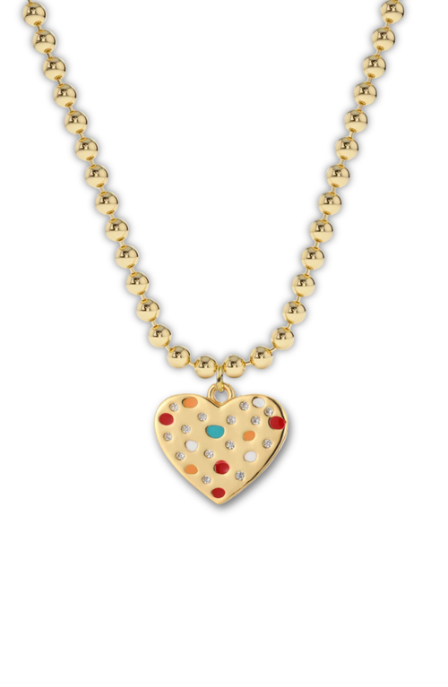 Little Miss Zoe Dotted Heart Charm Necklace In Gold