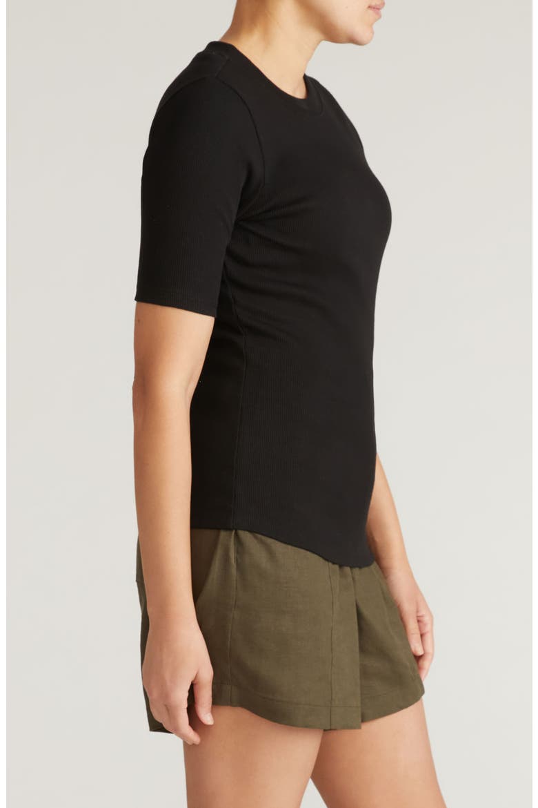 Classic Rib Short Sleeve Top, Alternate, color, BLACK