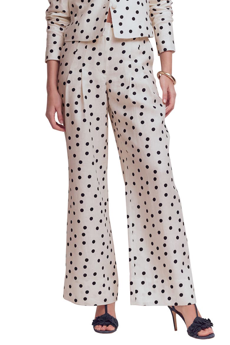 Mayfair Linen Pants, Main, color, IVORY PAINTED DOT
