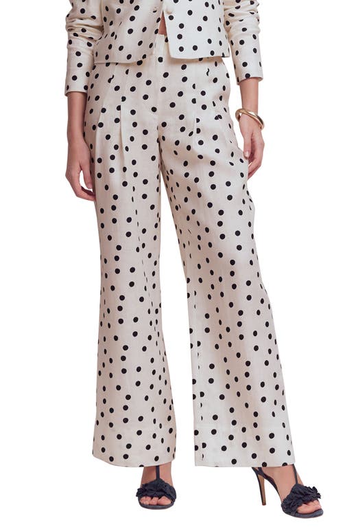 Boden Mayfair Linen Pants in Ivory Painted Dot at Nordstrom, Size 4