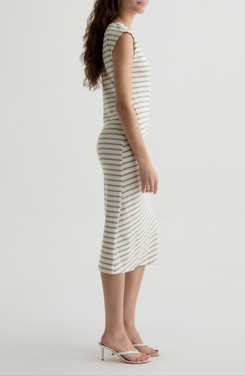 AG Aja Ruched Stripe T-Shirt Midi Dress, Alternate, color, 