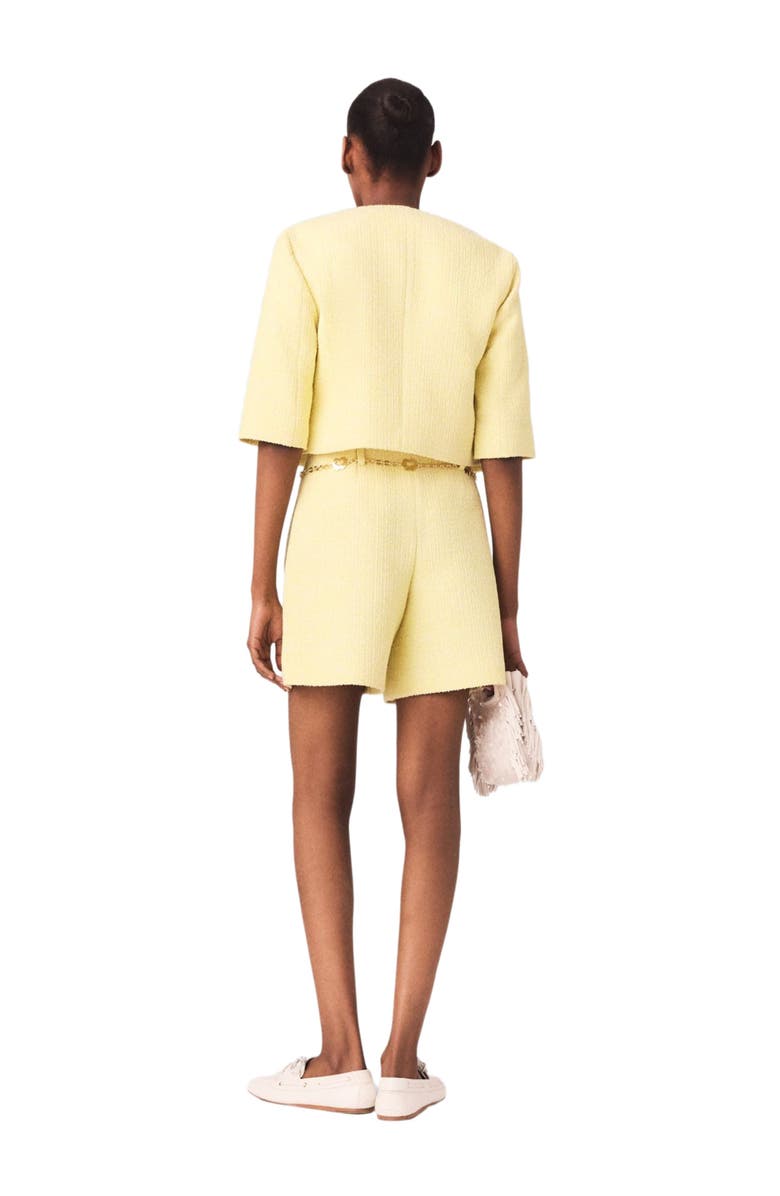 maje Tweed shorts, Alternate, color, Pale Yellow