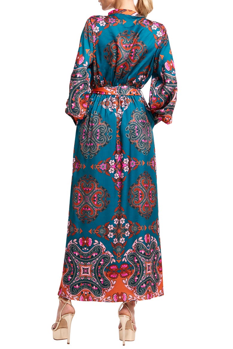 Nora Print Long Sleeve Maxi Shirtdress, Alternate, color, GREEN MULTI