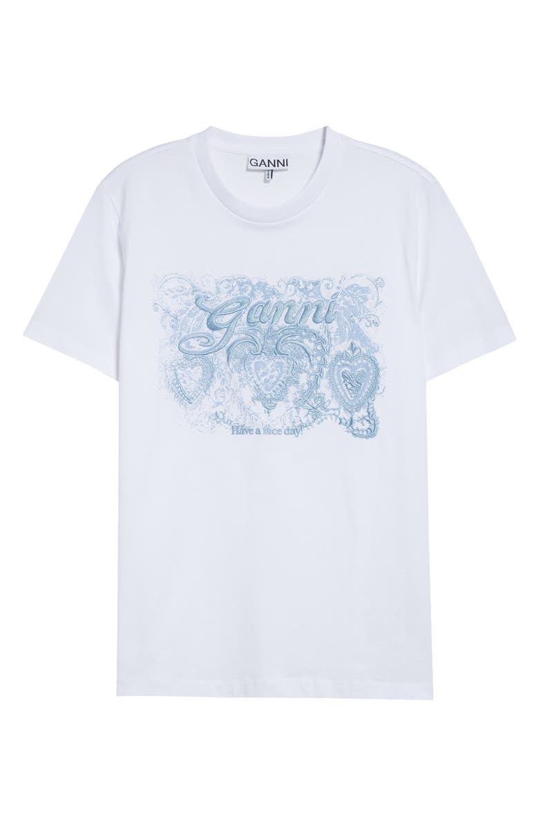 Ganni Embroidered Logo Organic Cotton T-Shirt, Alternate, color, 