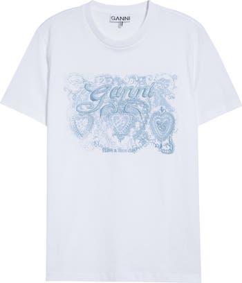 Ganni Embroidered Logo Organic Cotton T-Shirt | Nordstrom