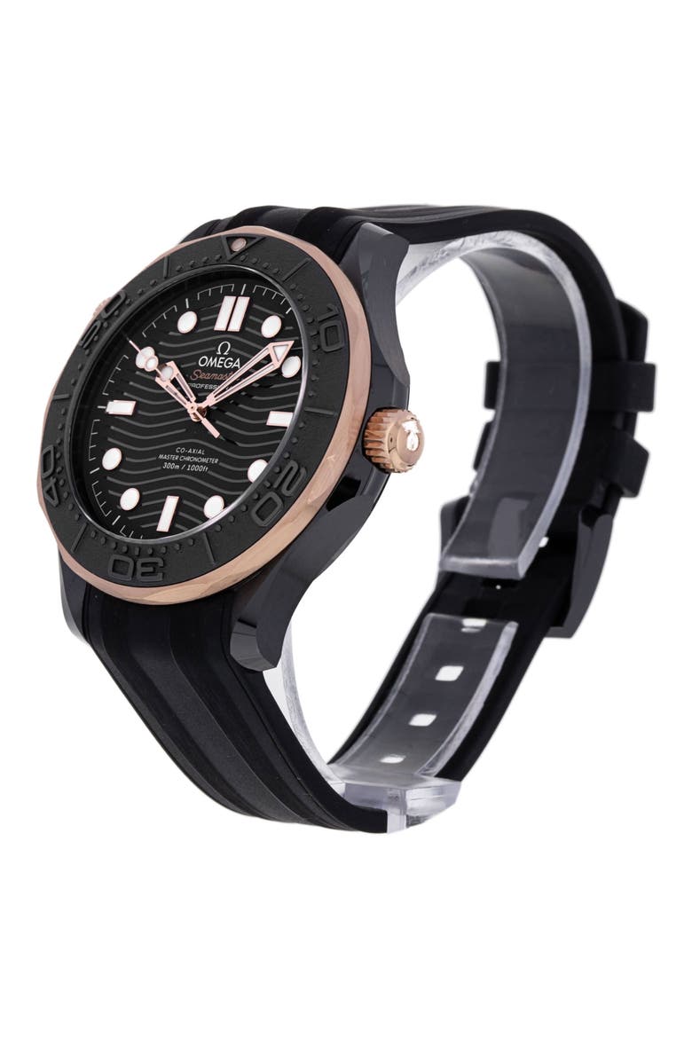 Omega Preowned Seamaster Diver 300m Automatic Rubber Strap Watch, 44mm, Alternate, color, BLACK
