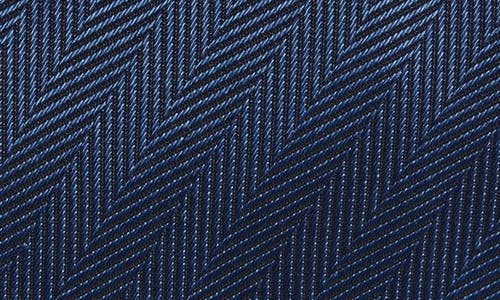 David Donahue Herringbone Silk Tie In Blue