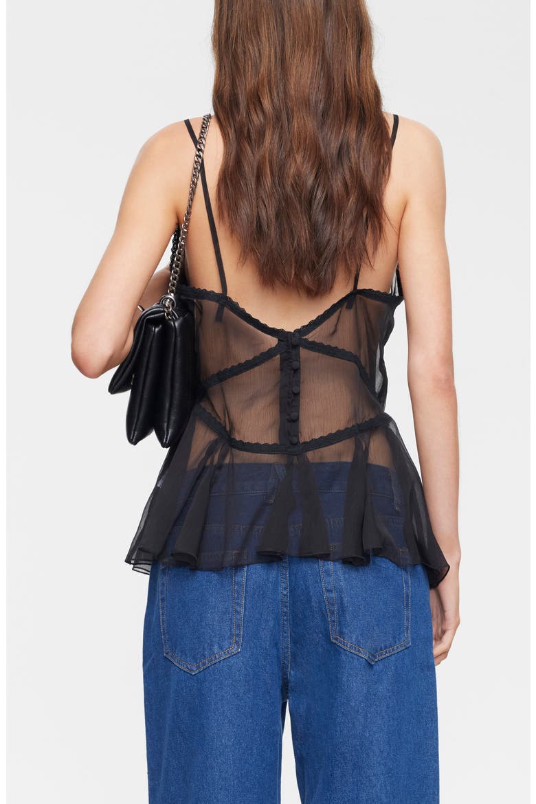 Sheer Luck Peplum Camisole, Alternate, color, NOIR