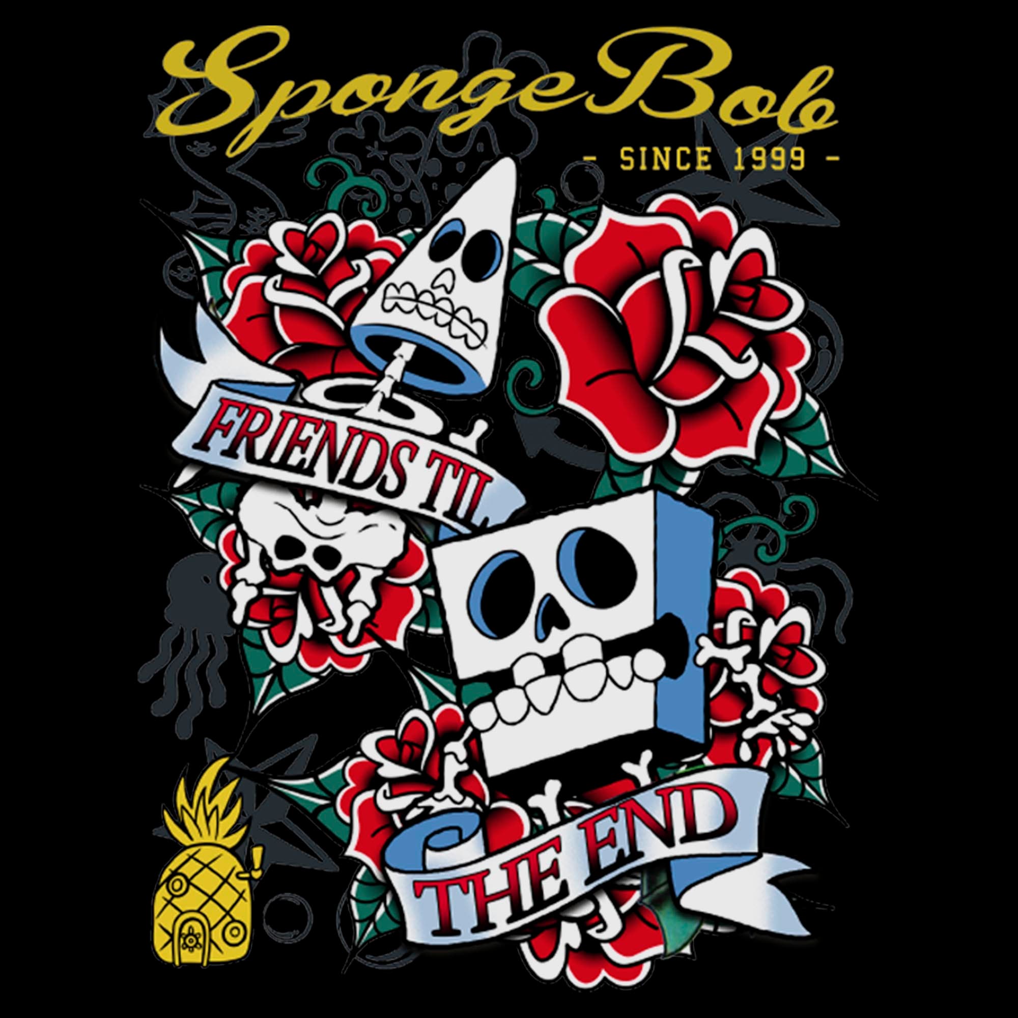 SpongeBob SquarePants Men's Friends Til The End Short Sleeve Graphic T ...