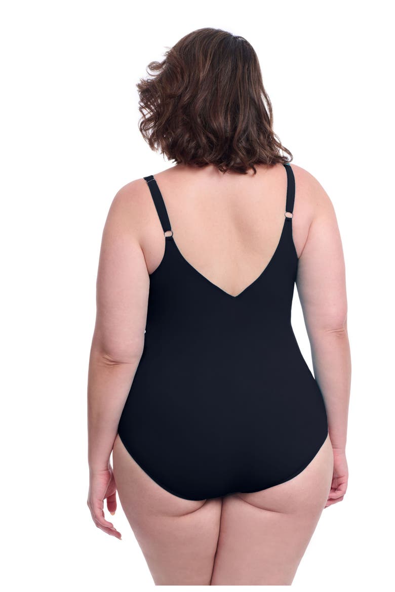 Tutti Frutti Plus Size Ruffle Surplice One Piece, Alternate, color, Black
