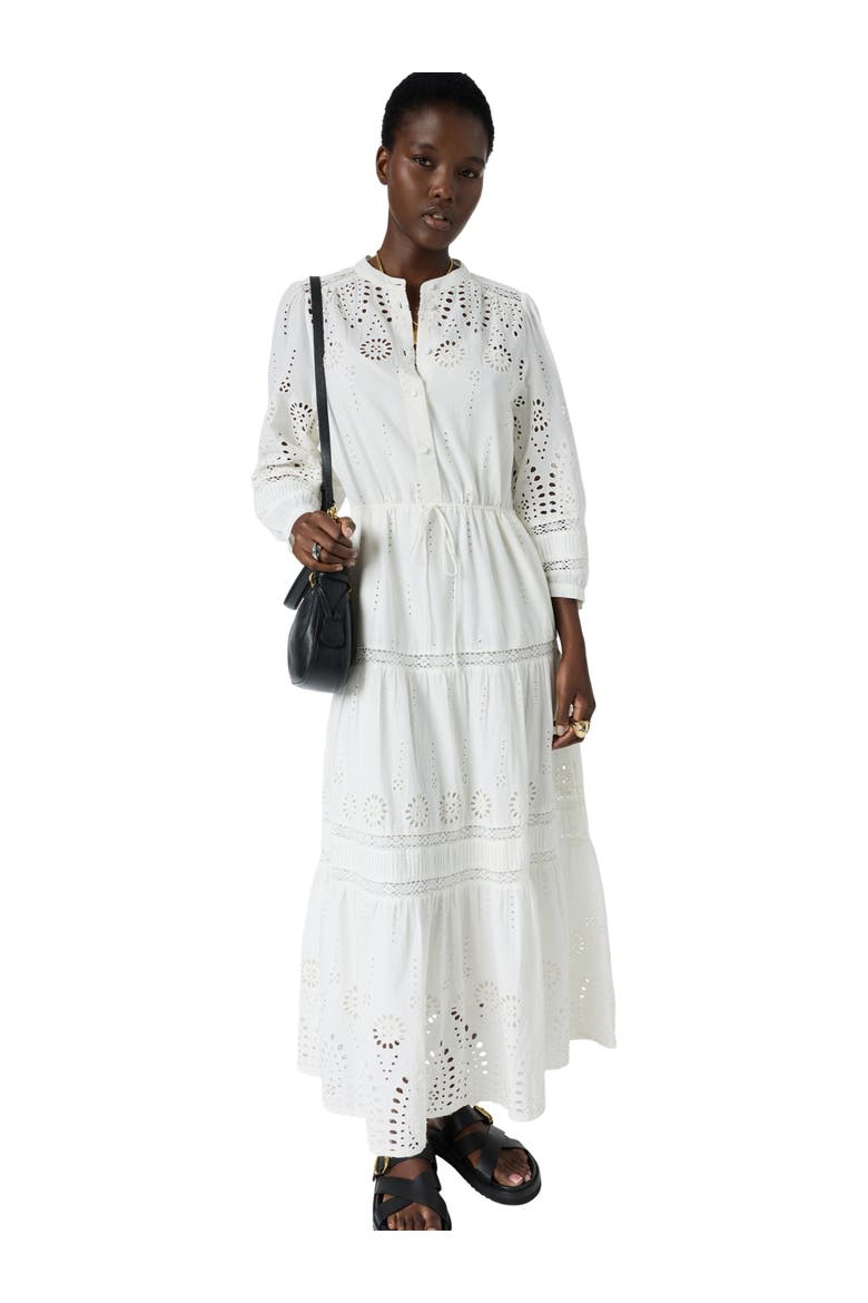 Rhonie Openwork Embroidered Maxi Dress, Alternate, color, Ecru