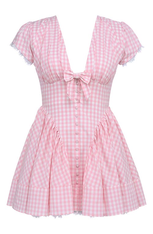 House Of Cb Of Cb Womens Emiliana Checked Stretch-cotton Mini Dress Pink Gingham Xs