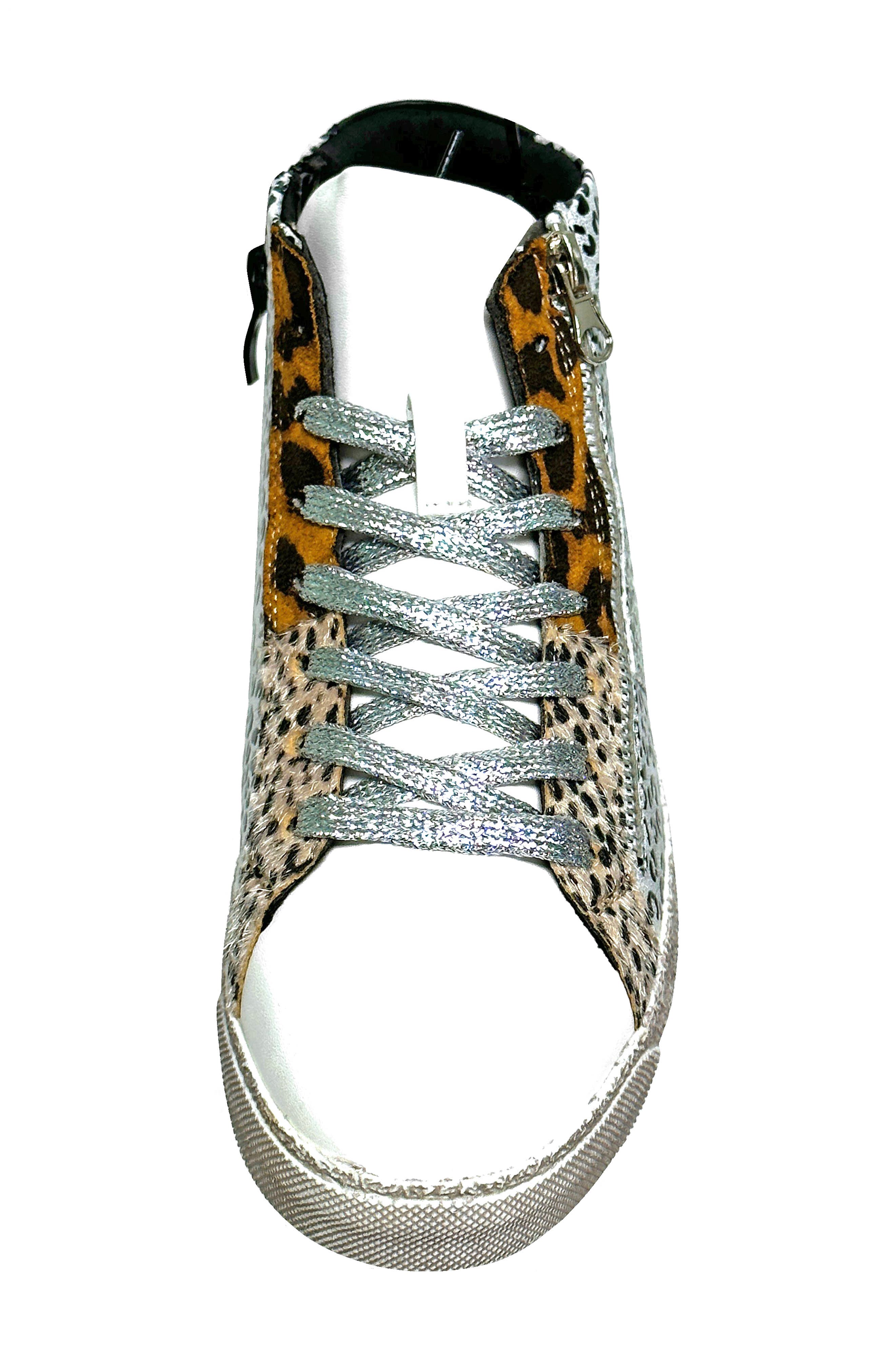 NINETY UNION Mia High Top Sneaker with Faux Calf Hair Trim, Alternate, color, Animal
