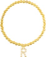 Adornia Faux Pearl Initial Charm Beaded Bracelet