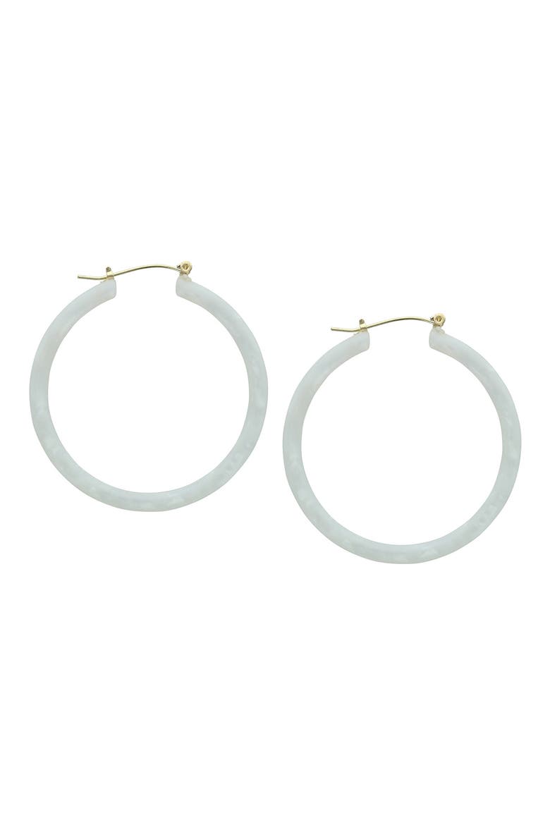 Speckled Resin Hoop Earrings, Main, color, WHITE