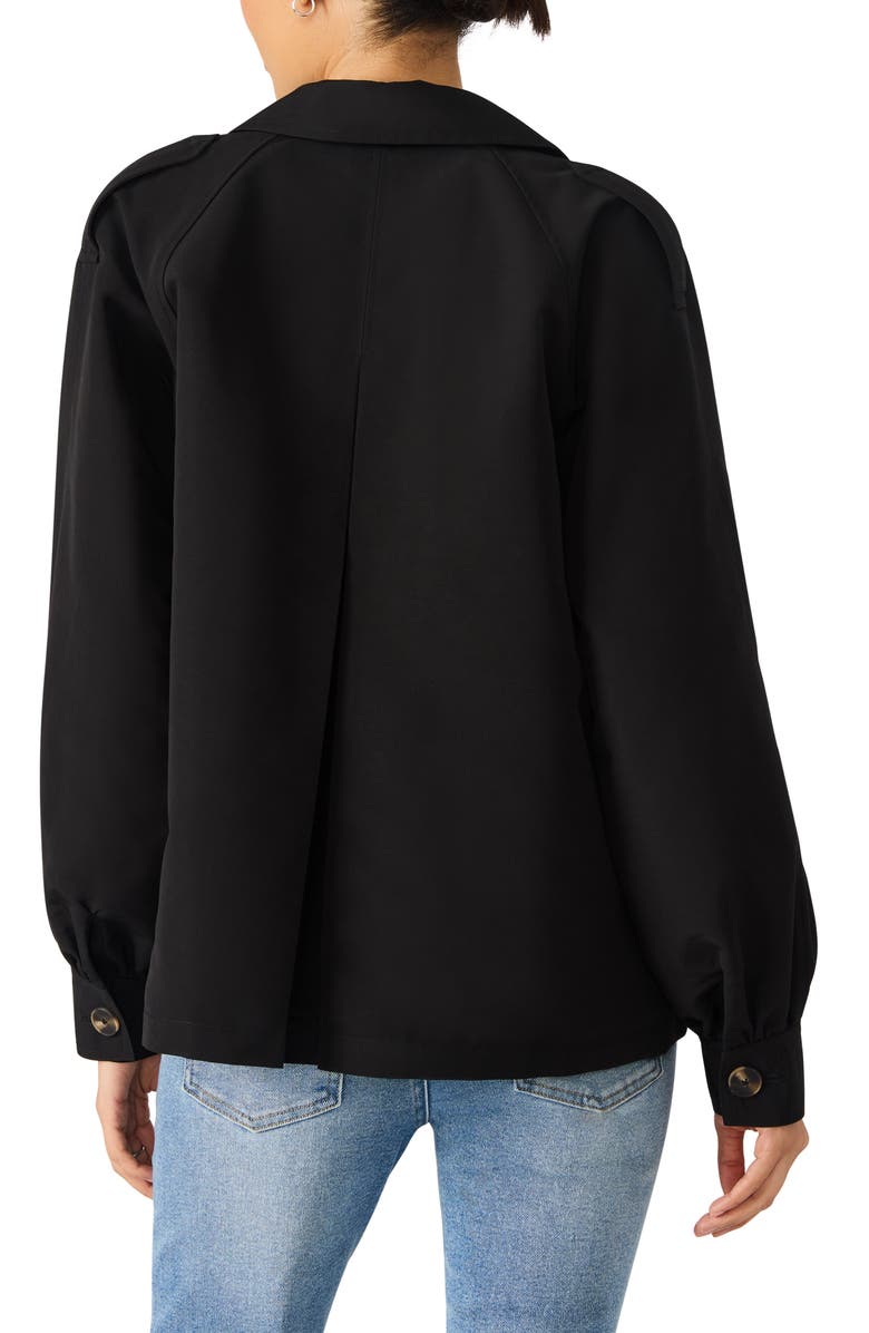 Steve Madden Flared Short Trench Coat, Alternate, color, Black