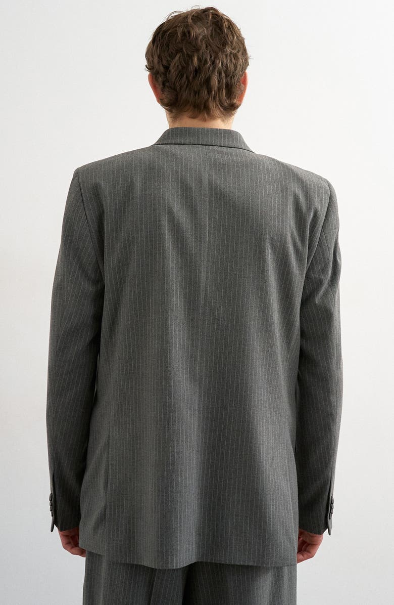 Topman Pinstripe Double Breasted Sport Coat, Alternate, color, Charcoal