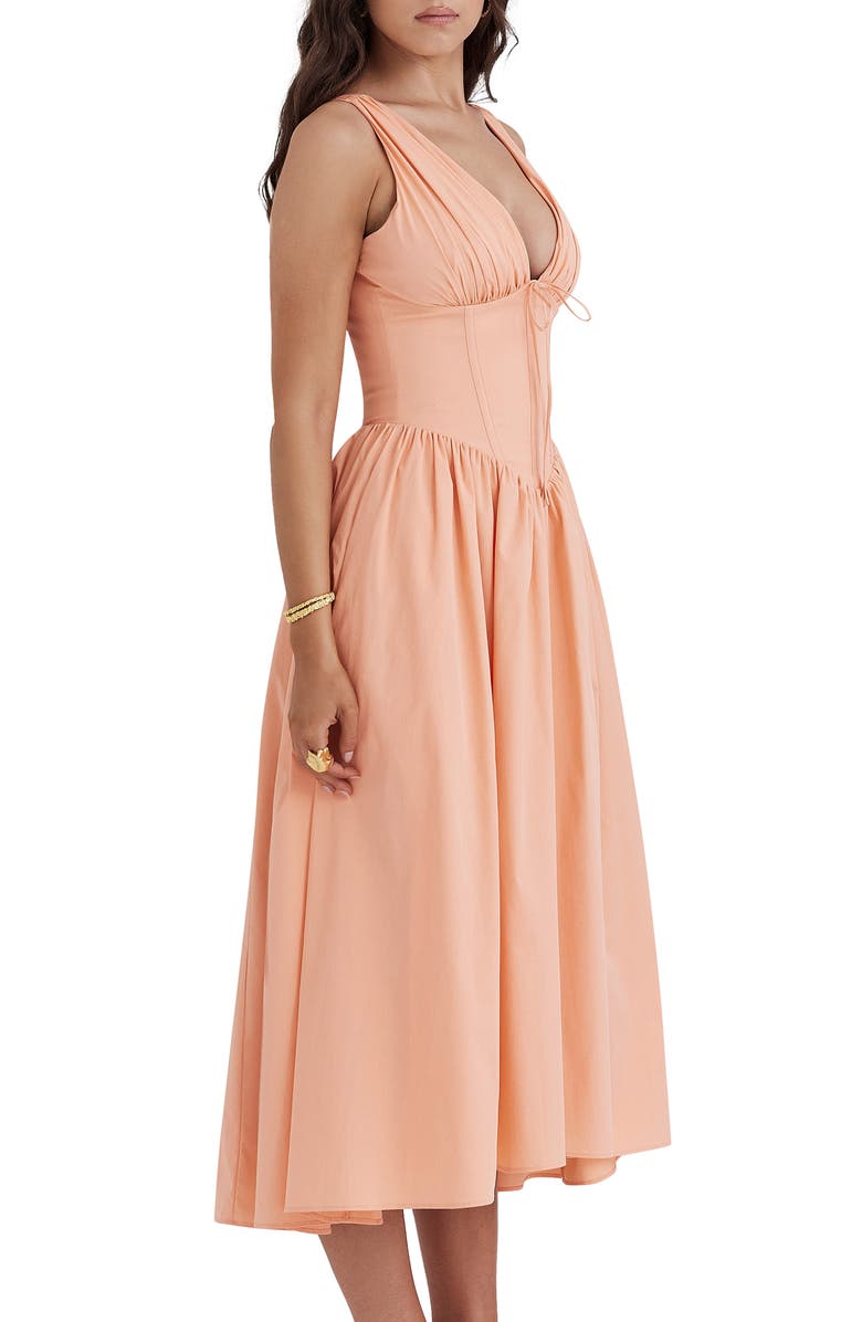 HOUSE OF CB Emmelina Corset Bodice Cocktail Dress, Alternate, color, Papaya Punch