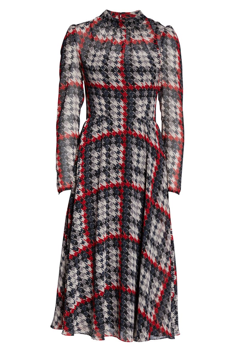 Long Sleeve Midi Dress, Alternate, color, BLACK/ RED