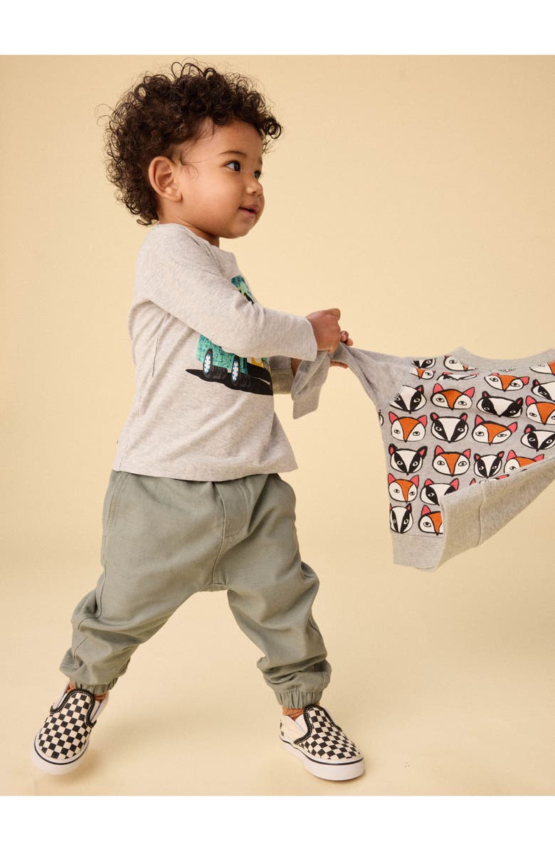 Tea Collection Badger & Fox Baby Popover, Alternate, color, Med Heather Grey