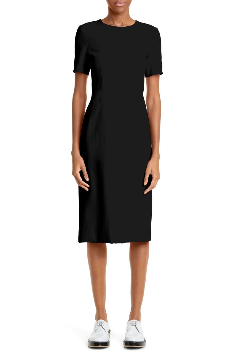 Adam Lippes Short Sleeve Crepe Sheath Dress, Main, color, 