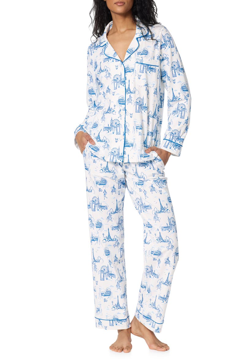 Print Stretch Organic Cotton Pajamas, Main, color, JET SETTER