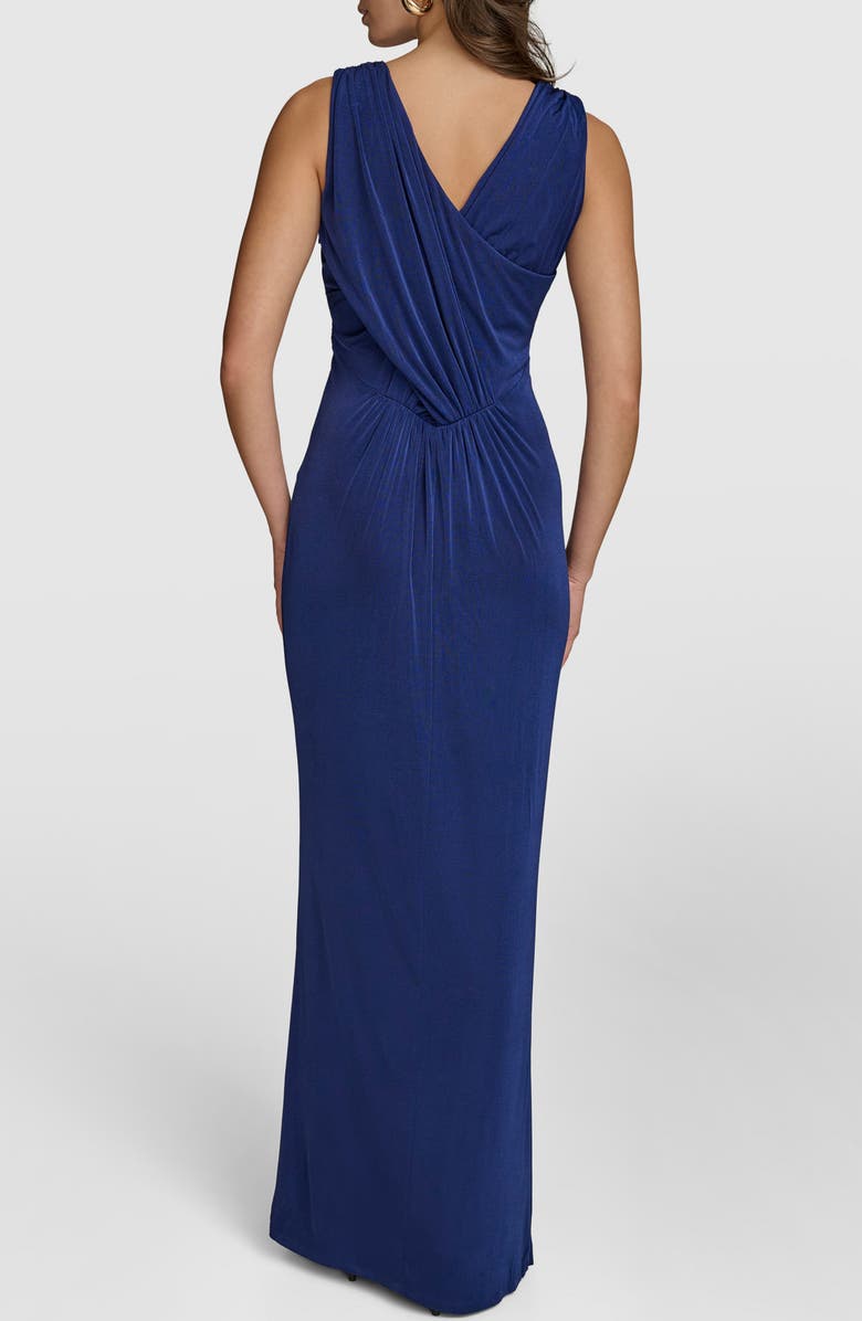 Donna Karan New York Ruched Front Slit Sleeveless Gown, Alternate, color, 