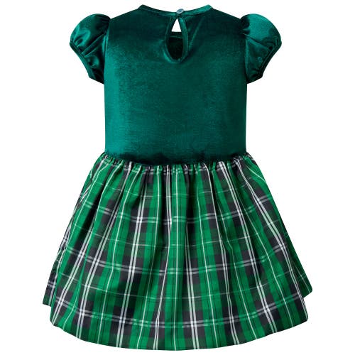 Rachel Riley Green Velvet Check Party Dress In Green