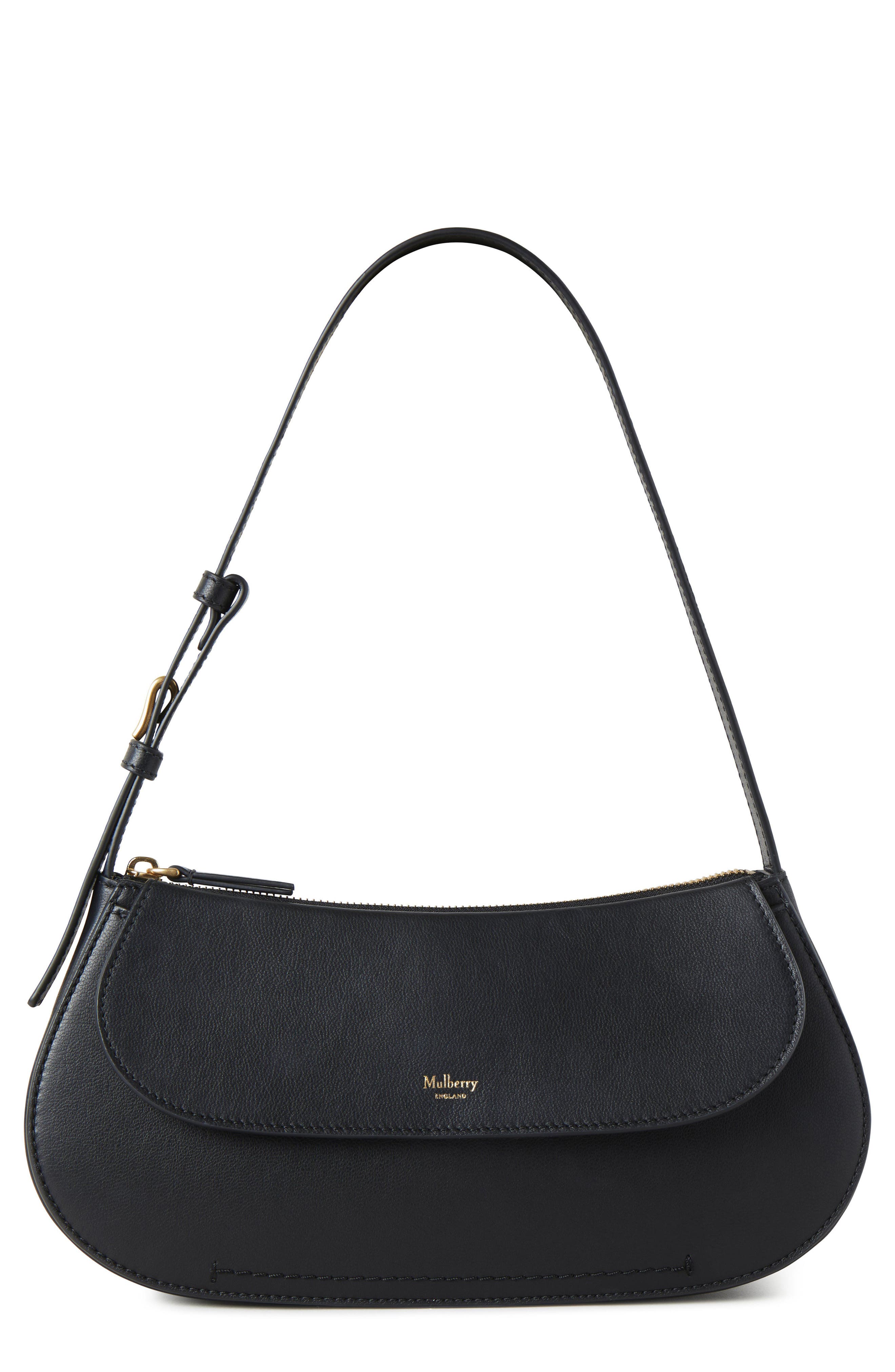 Mulberry Clovelly Leather Shoulder Bag, Main, color, Black