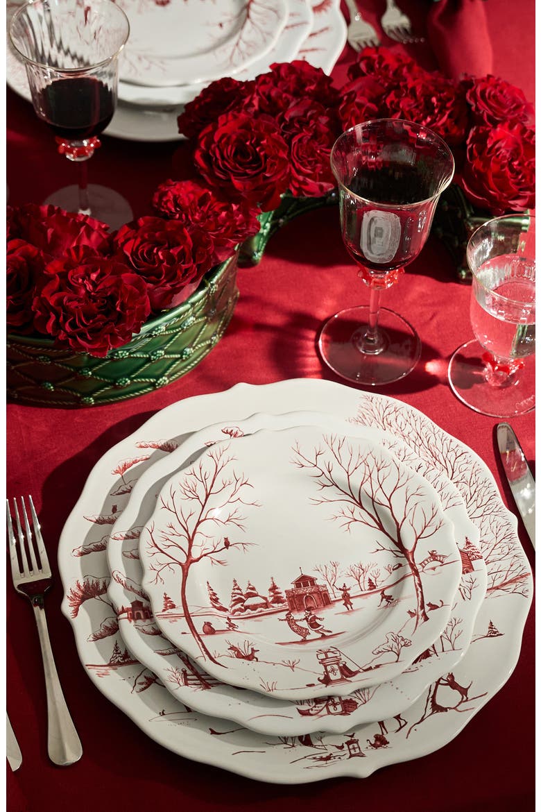 Berry Scallop Linen Tablecloth, Alternate, color, RUBY