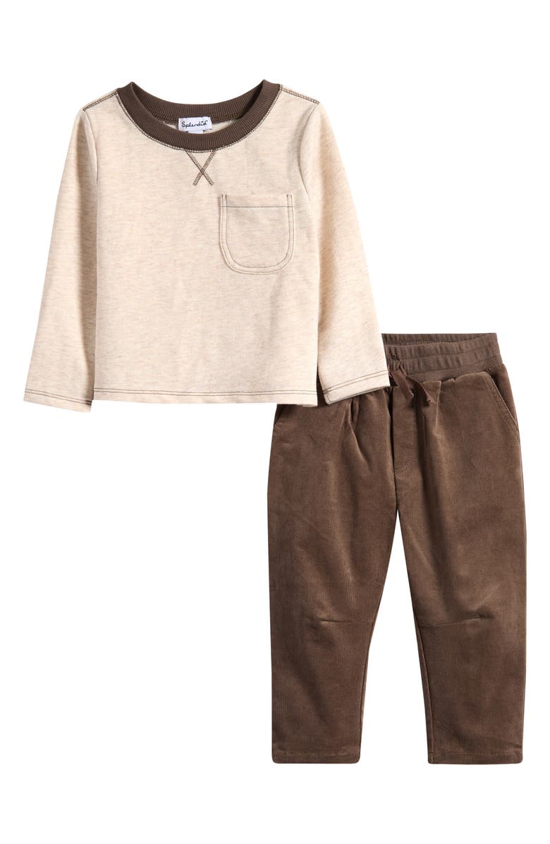 Splendid Cliff Long Sleeve Pocket T-Shirt & Pants Set, Main, color, Oat Heather