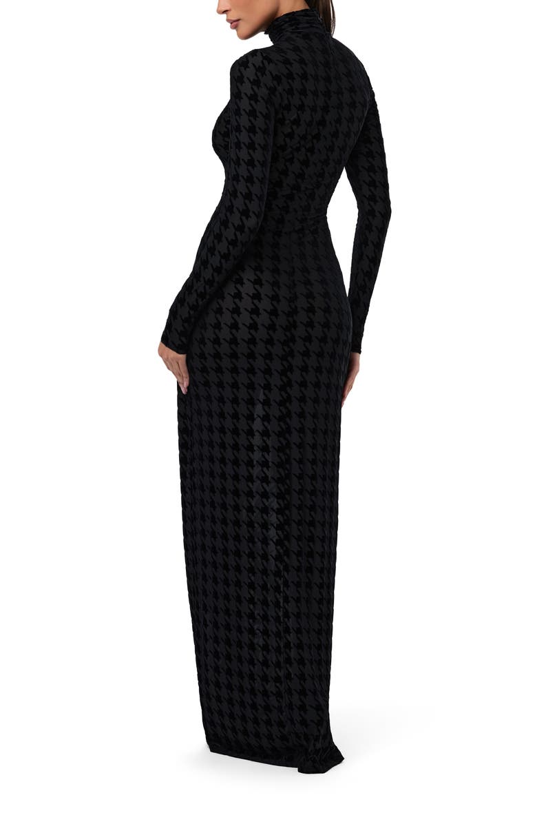 Naked Wardrobe Burnout Long Sleeve Maxi Dress, Alternate, color, Black Houndstooth