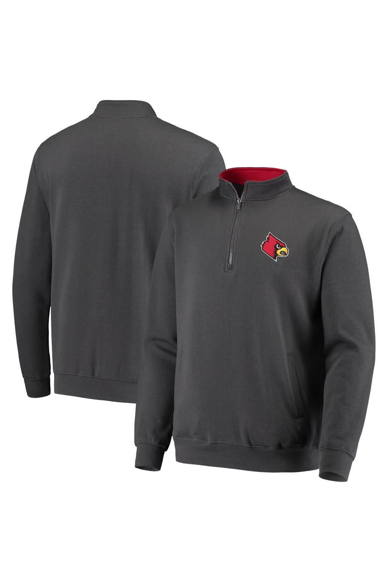 Men's Colosseum Charcoal Louisville Cardinals Tortugas Logo Quarter-Zip Jacket, Main, color, Charcoal