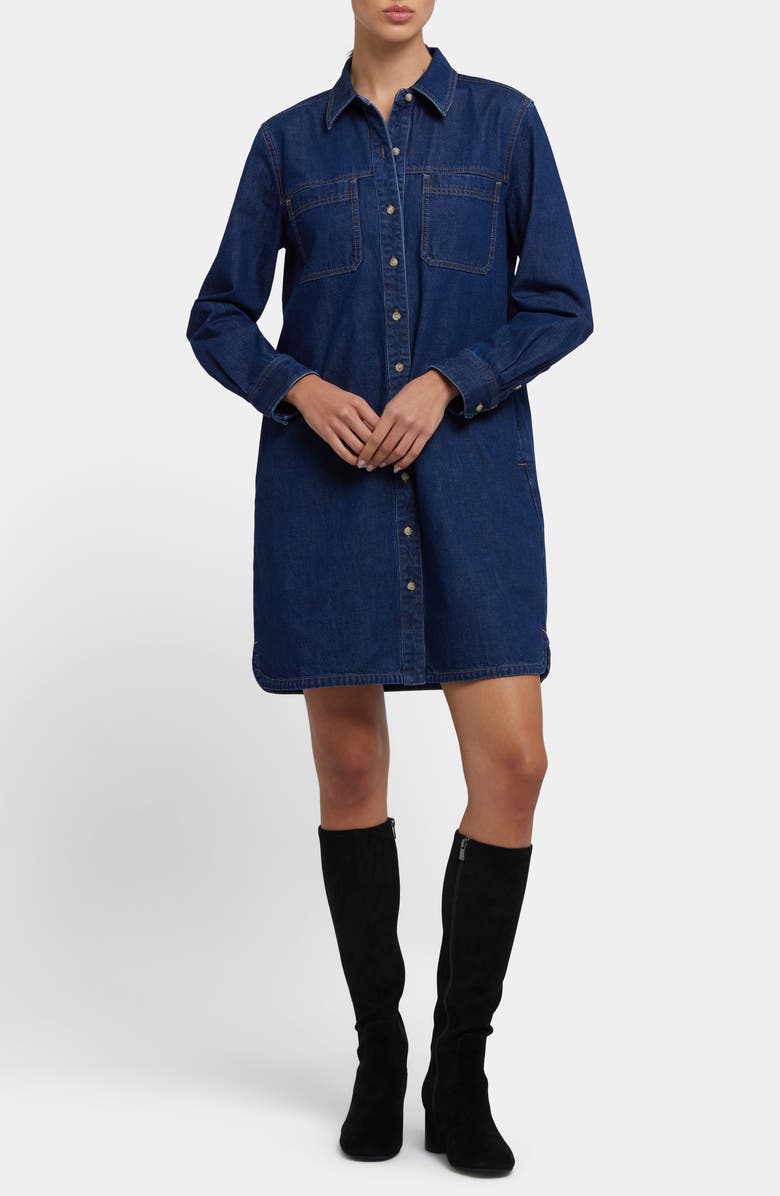 NYDJ Reese Long Sleeve Denim Shirtdress, Main, color, Dark Indigo