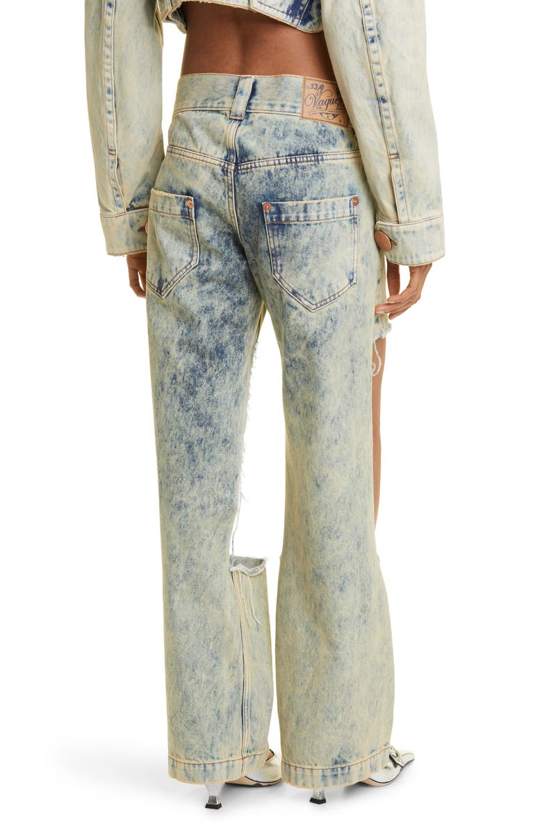 Vaquera Gender Inclusive Ripped Cutout Wide Leg Jeans, Alternate, color,