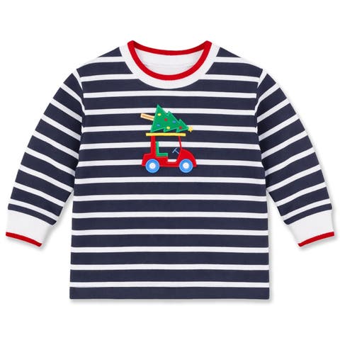 Stripe Knit Shirt with Golf Cart & Christmas Tree